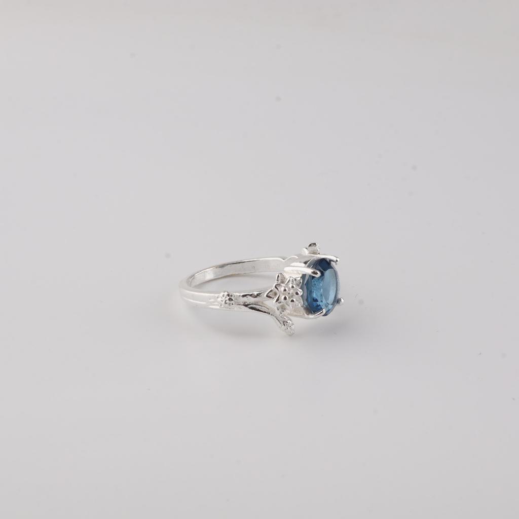 Anello da Designer in Argento Sterling 925 con Topazio London Blue Regalo di Anniversario per Moglie CZR-14-5