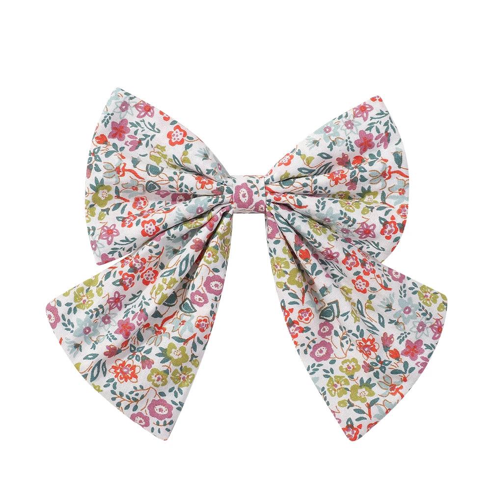 Elegant Floral Cotton Kids Bows Spring Butterfly Hair Clip Fashion Print Hair Barrette For Women Girls Sweet Hairpin Accessories