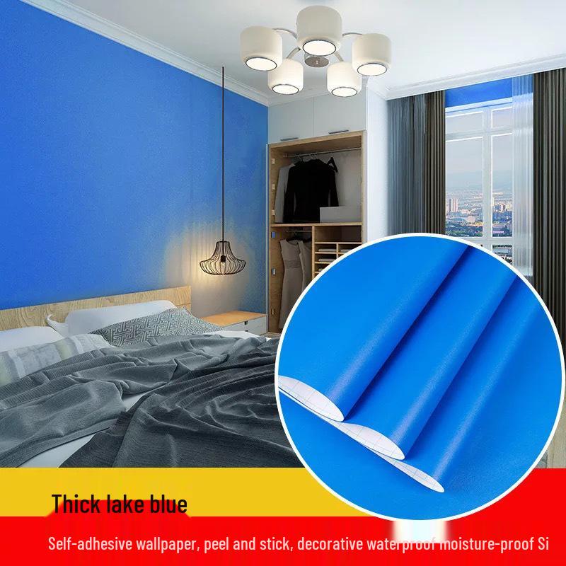 Self-Adhesive Waterproof PVC Wall Mural - Solid Color, Thickened Wallpaper/Sticker for Dorms (White/Black)