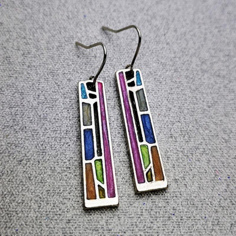 Vintage Mix Color Geometry Dangle Earring For Women New Bohemian Tribal Hollow Out Metal Floral Long Earrings Jewelry Gifts