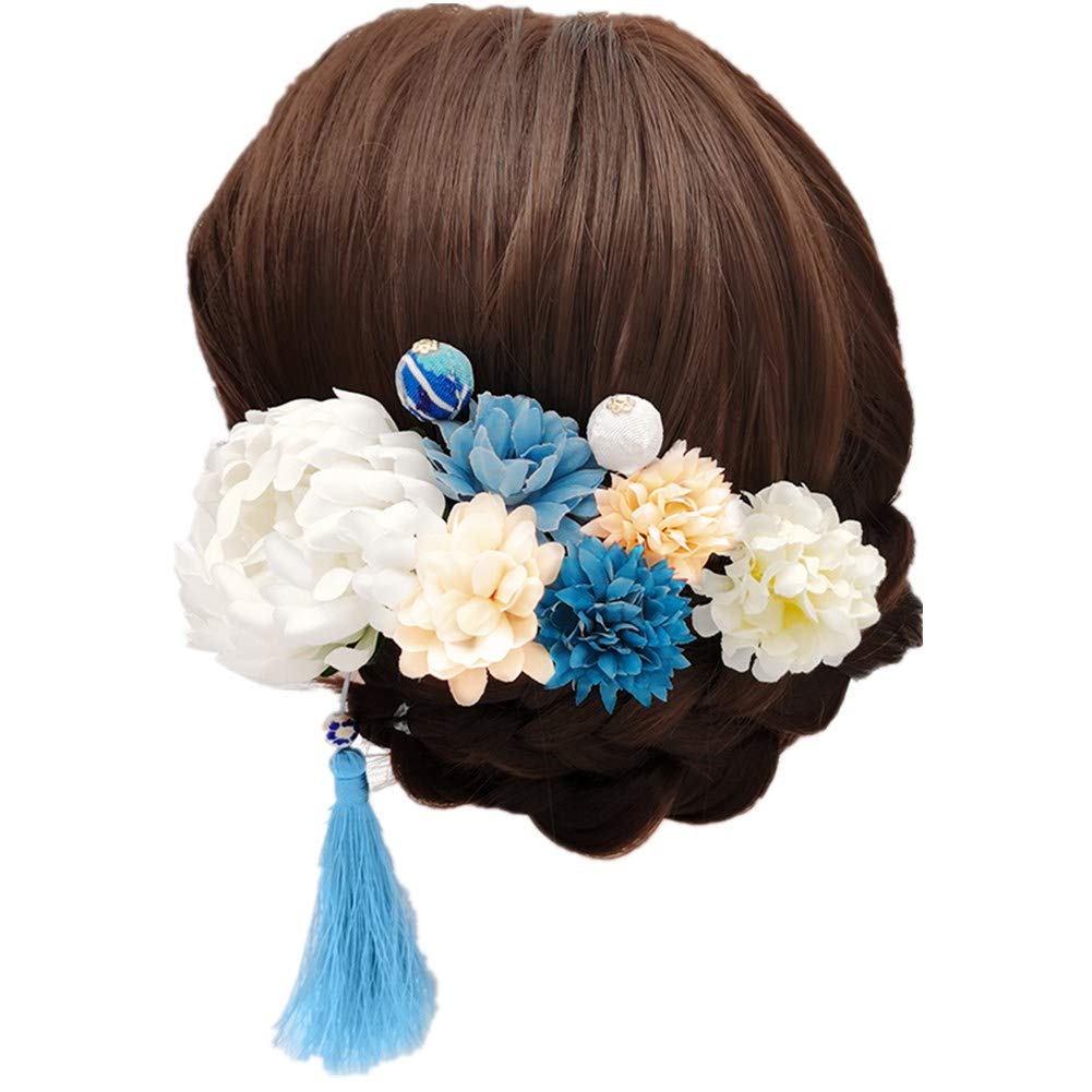 Luxury Hair Ornament Set for including Furisode and and Features and Premium Artificial Available in 3 Colors 9-Piece Coming-of-Age Ceremonies,