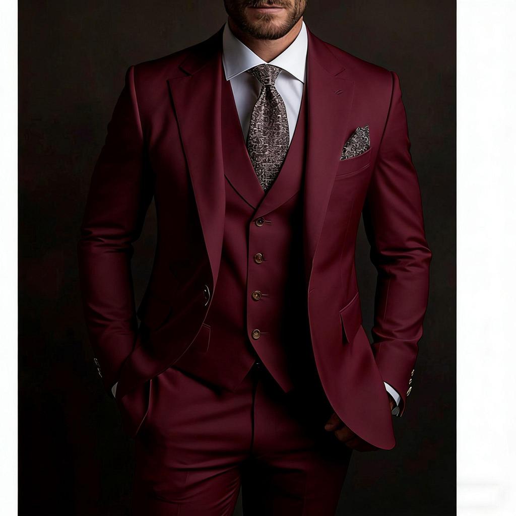 חליפות גברים איכותיות 3 חלקים ז'קט מכנסיים ווסט גזרה צרה תלבושות לנשף מסיבה מותאם אישית 2025 בלייזר יוקרתי תפור לפי מידה