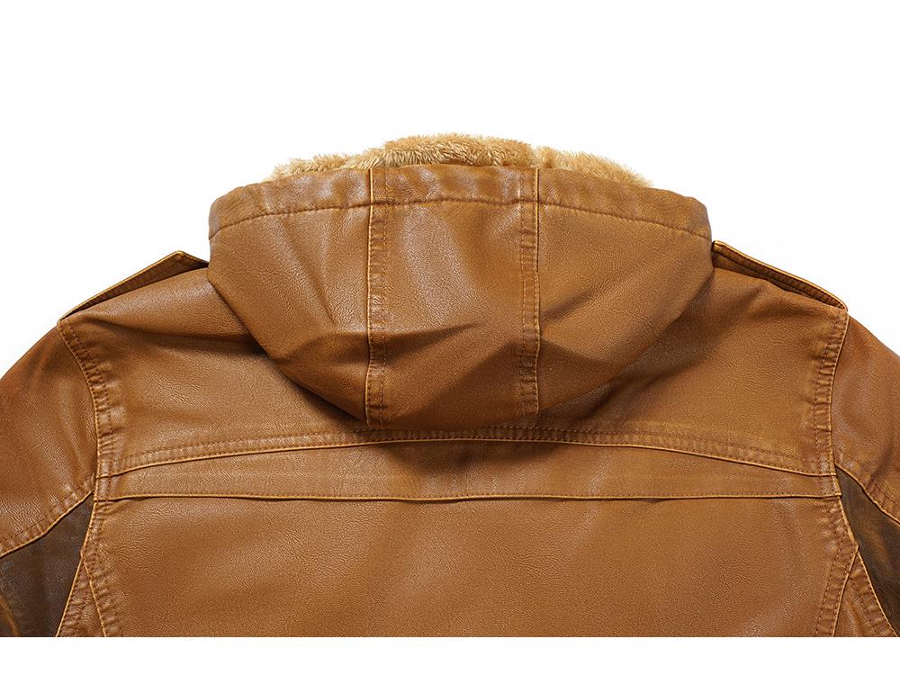 Men's European-Style PU Leather Hooded Jacket, Winter Plus Velvet, New Arrival