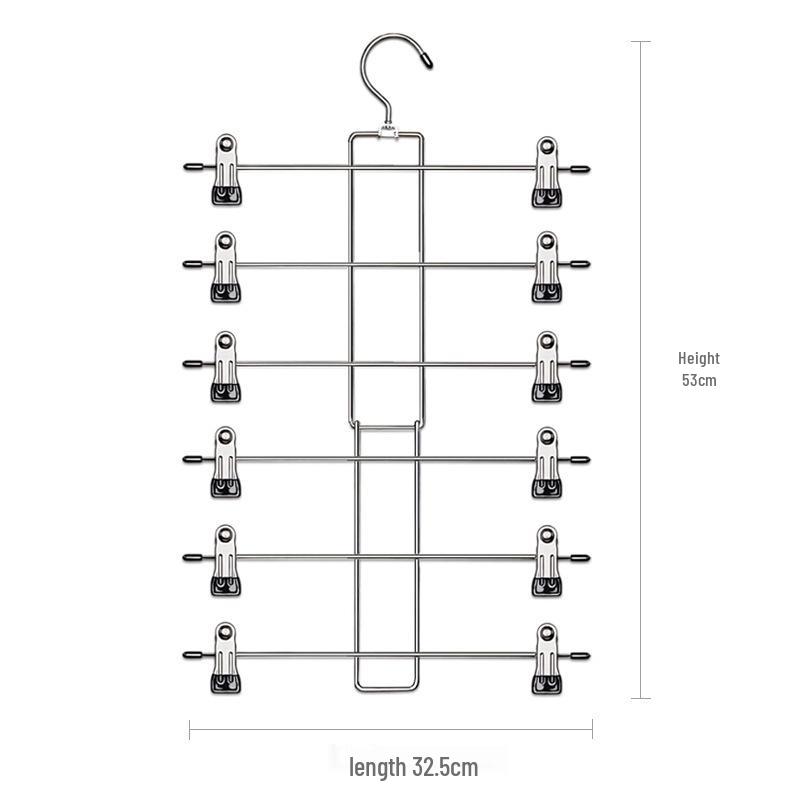 Six-Tier Non-Slip Metal Trouser Rack, Space-Saving Multi-Layer Skirt/Trousers Hanger for Home Use