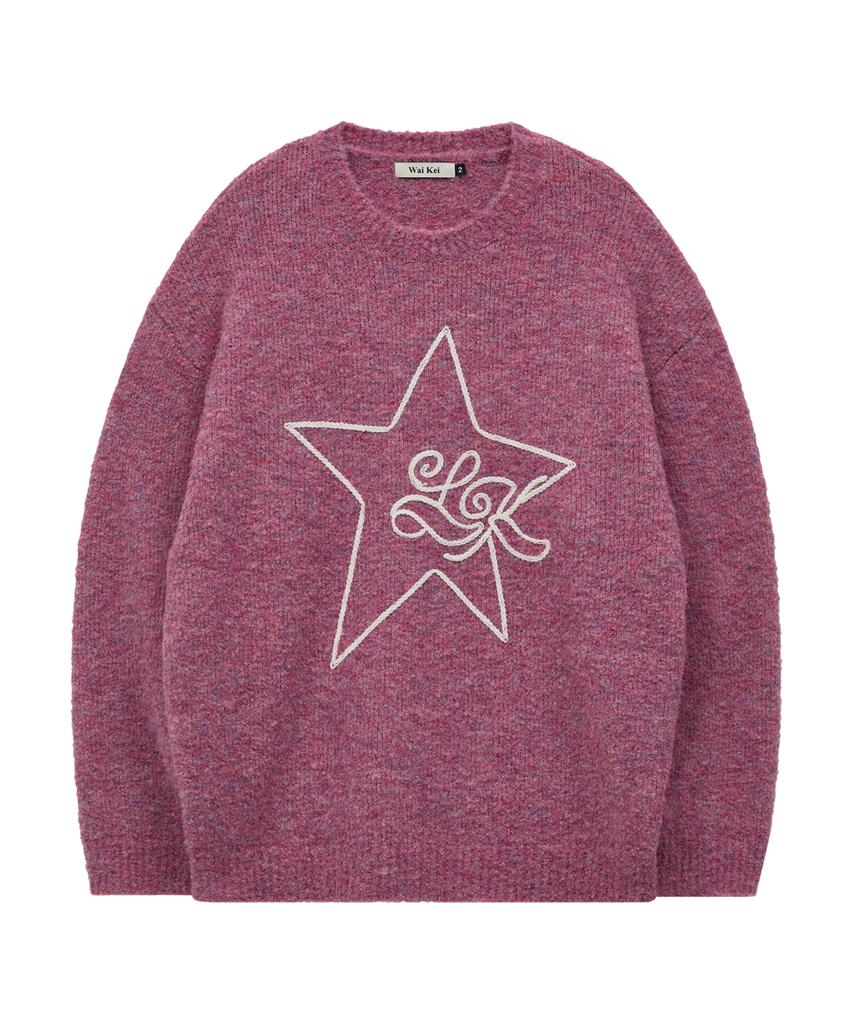 WAIKEI Star Line Boucle Knit Pink