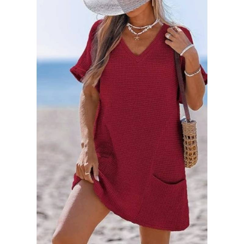 Copricostume da Spiaggia con Tasche e Scollo a V per Donna Yoga e Vacanze