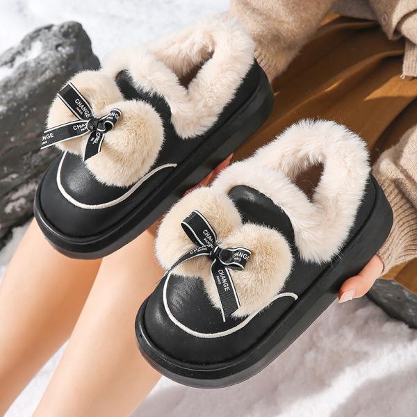 Waterproof bag and butterfly cotton slippers women's winter fashion outer wear thick-soled velvet thickened non-slip warm snow boots