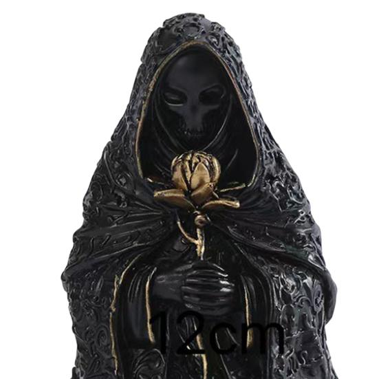 Halloween Ornament Gothic Style Mysterious Black Robe Design Evil Face Statue Halloween Theme Party Decoration