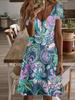 Vneck Shortsleeve Midi Dress Floral Paisley Print Pattern 3D Highquality Printing Durable Casual Fashion Summer Beach Boho Style Vibrant Colorful Eleg