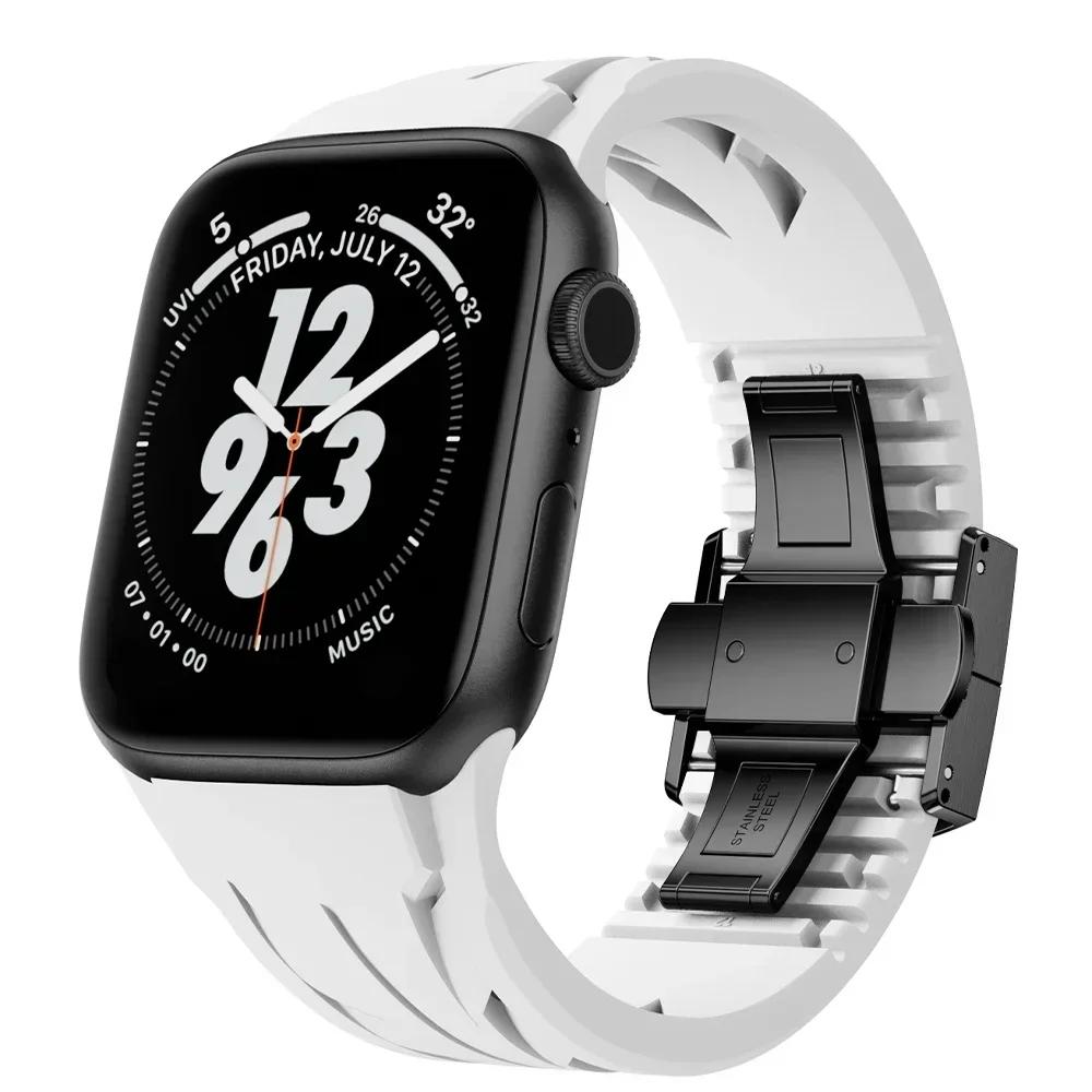 

Силиконовый ремешок по размеру для Apple Watch Ultra 1 2 49 мм 10 46 мм Премиальный силиконовый ремешок для Iwatch Серии 9 8 7 6 5 Se 45 мм 44 мм 42 44 45 46 49MM