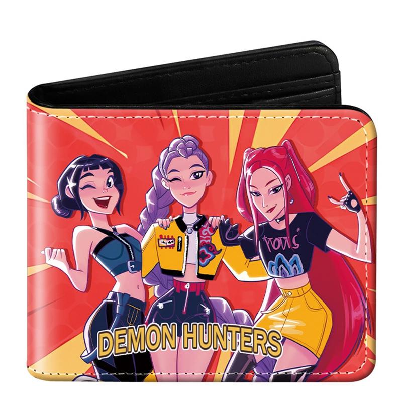 Demon Hunter Pu Anime Cartoon Print Short Wallet Rumi Mira Zoey Saja Storage Bag Birthday Gift