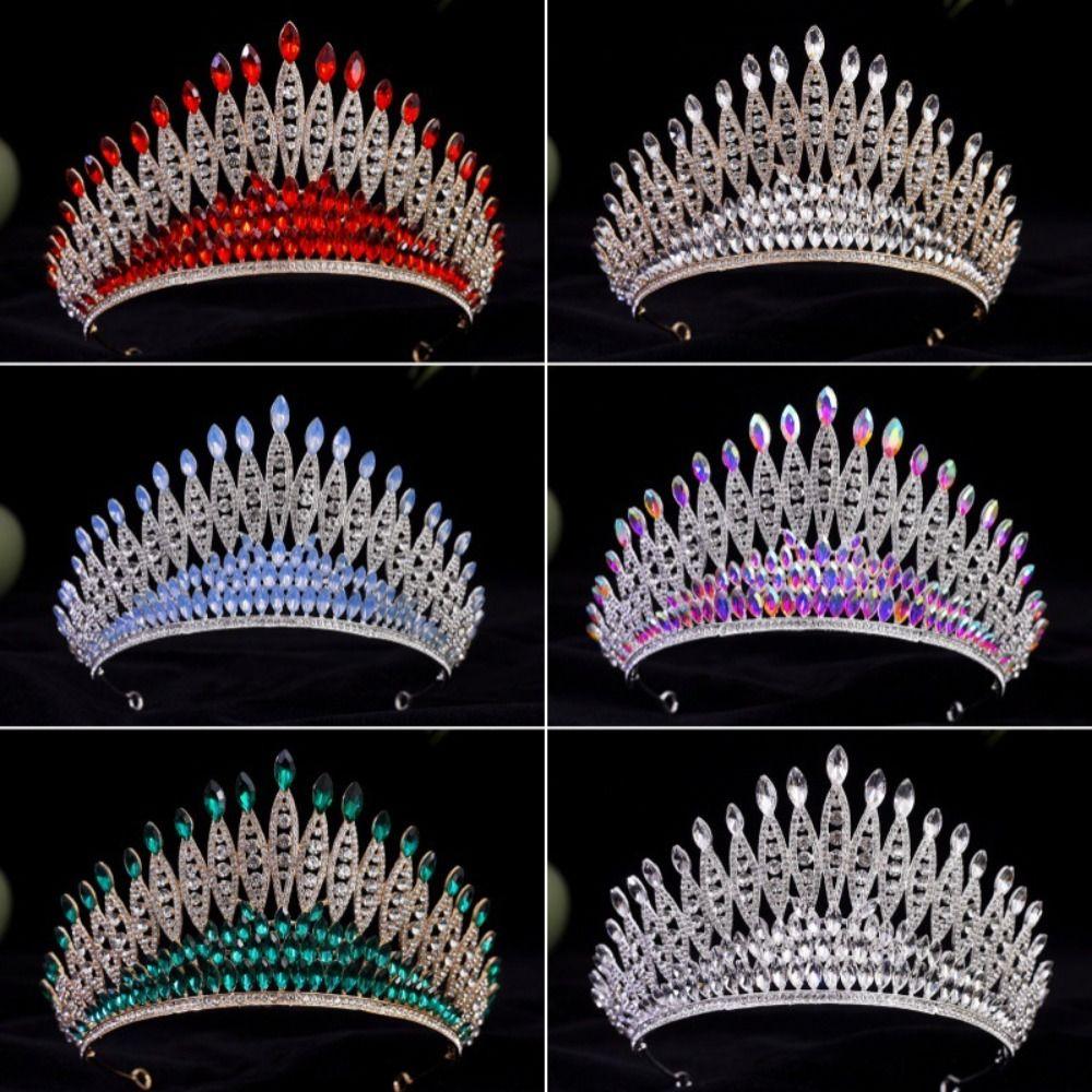 Luxury Zinc Zinc Alloy Princess Crown Sparkling Rhinestone Diadem Girls Party Headbands  Stage Performances