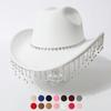 Women's Gender-neutral Western Cowboy Hat, Water Drop Gem Medium Chain with Rhinestone Tassel European and American Hats, Bridal Top Hats