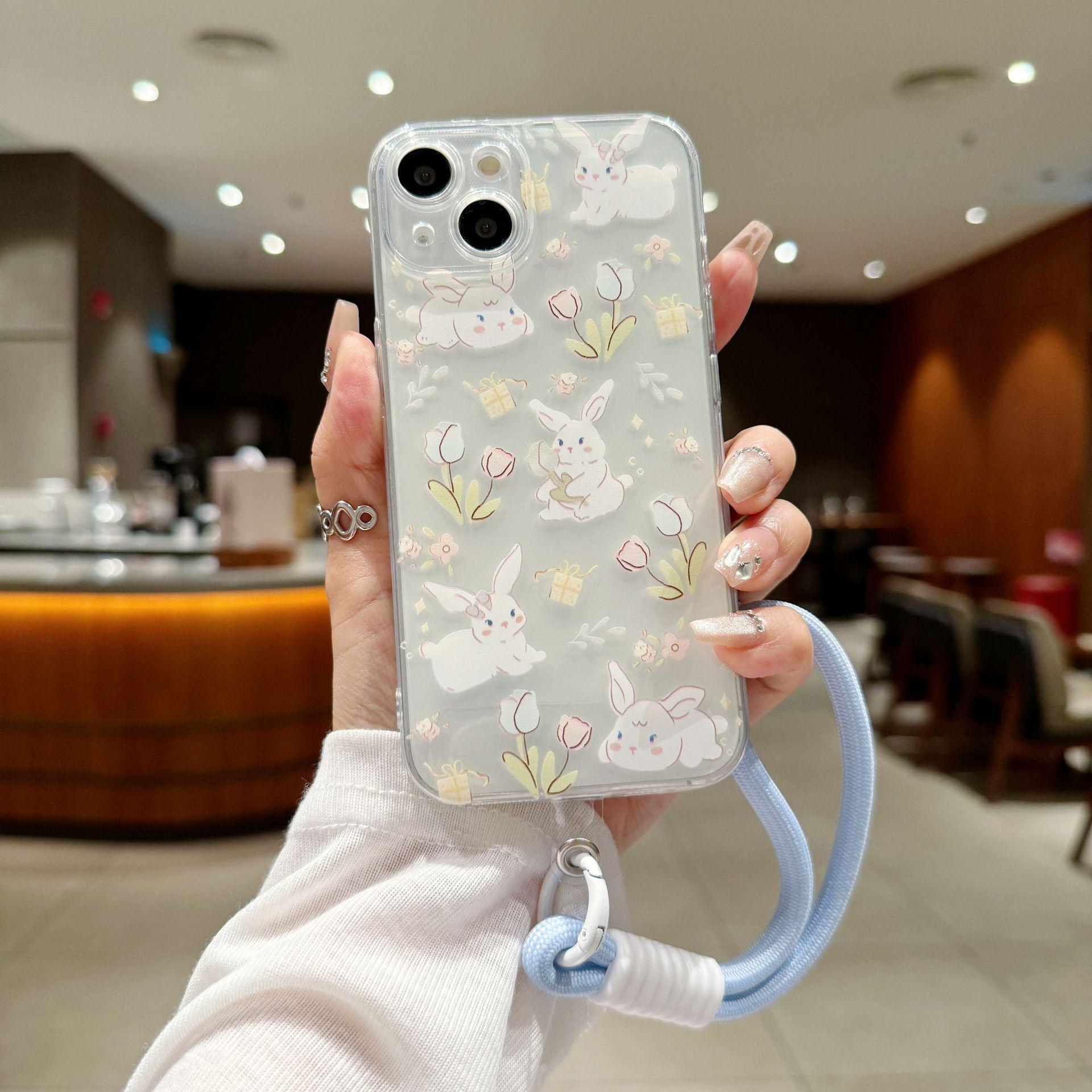 

Чехол с изображением кролика и цветка для Apple iPhone 11/12/13/14/15 iPhone XS