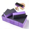 2pcs Buffer Block Sponge Sandpaper Nail File 60/80 Grit 3-Sided Manicure Tools (Purple & Black)