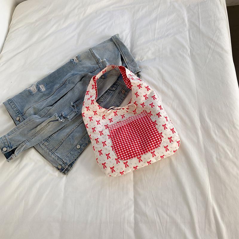 

Summer new beautiful positive and negative dual-purpose lightweight bow shoulder bag large capacity underarm tote bag