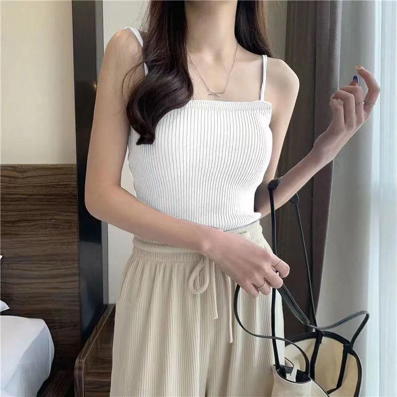 Ice Silk Camisole Sleeveless Vest for Women To Wear Outside In Summer Slim Versatile Basic Top Thin Breathable Undershirt