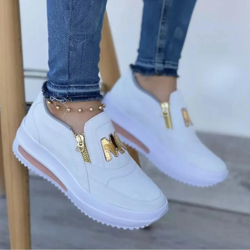 Fashion Women's Sneakers Platform Shoes Side Zipper M Printed Female Vulcanized Shoes Lightweight Casual Shoe Plus Size 43 Women Shoes