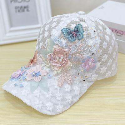 Summer Hat Thin Lace Cap Women's Embroidered Flower Mesh Baseball Cap Korean Version Tide Sunscreen Sun Hat
