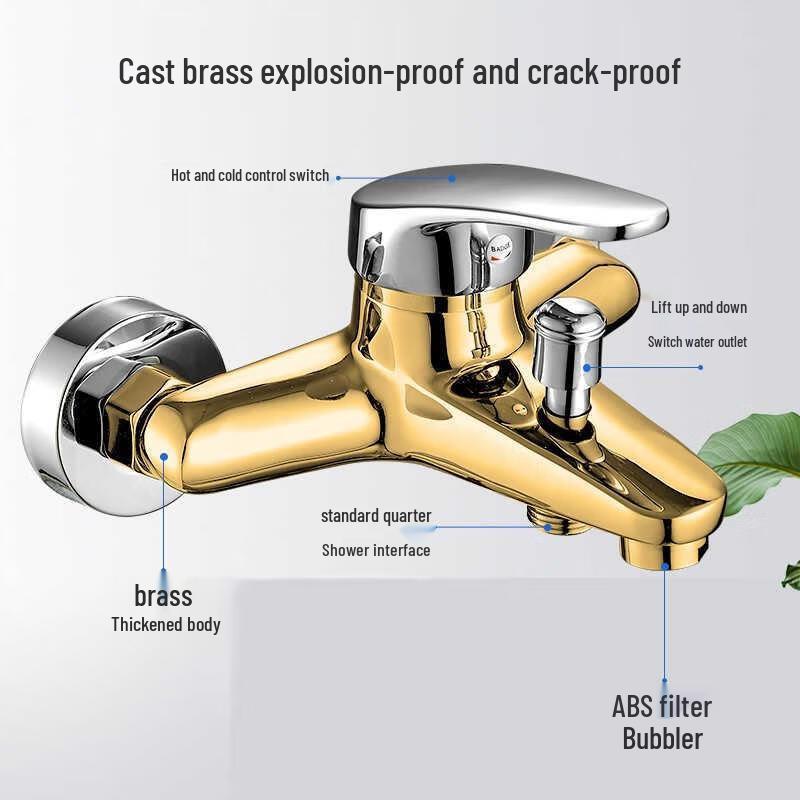 HANDUNYOU Shower Faucet Mixer with One-Button Stop Shower Set