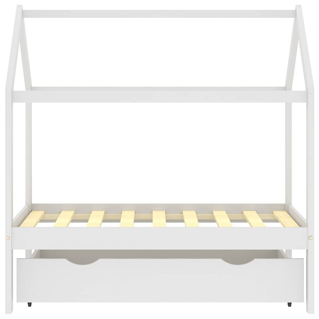 Vidaxl Estructura de Cama Infantil con Cajón, Blanca, Pino, 70X140 Cm