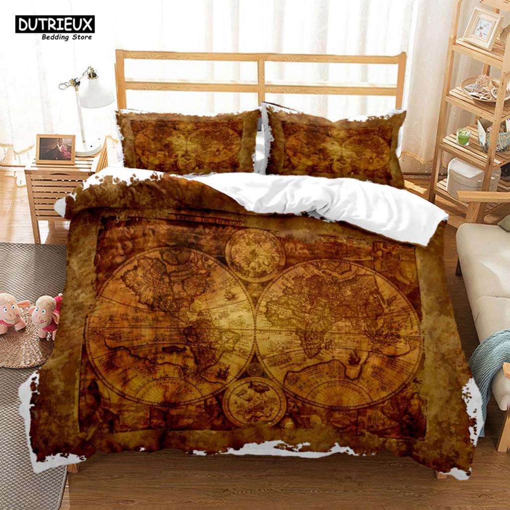 Comforter Vintage Style Navigation Mapprinted Bedding Soft And Comfortable Customizable Comforter Bedding Sets