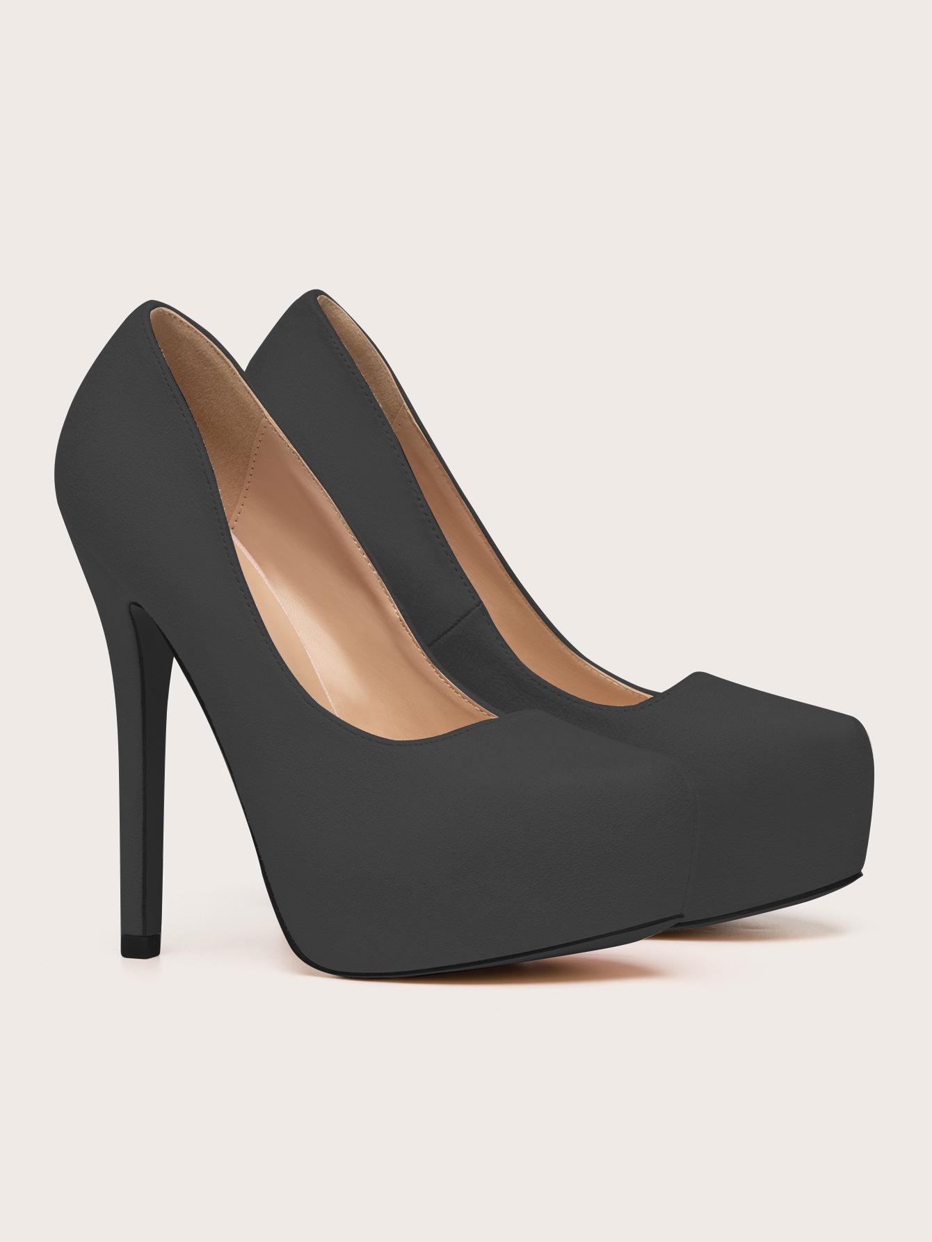 

Women s Black Suede Platform Heels: Large Size, Waterproof, Comfortable for Outdoor & Wedding Wear 6 чёрный