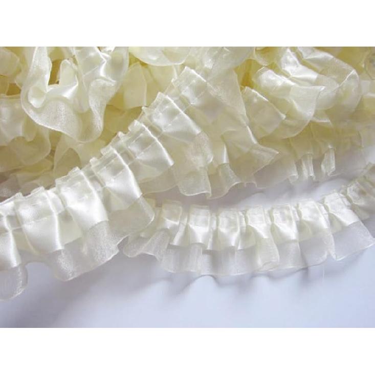 YYCRAFT Pack of 5y Two Tone Satin Organza Lace Edge Trim 1.5" Wedding Ribbon Sewing (Royal)