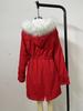 Women's Autumn/Winter Mid-Length Trench Coat with White Fur Collar and Hooded Warm Fleece-Lining