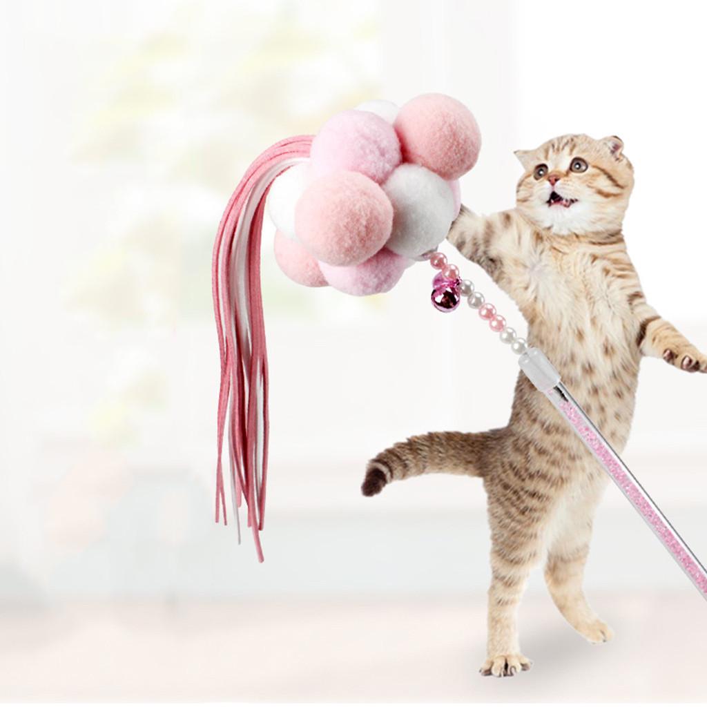 Teaser Wand Toy Stick Feather Interactive Play Funny Pet Supply