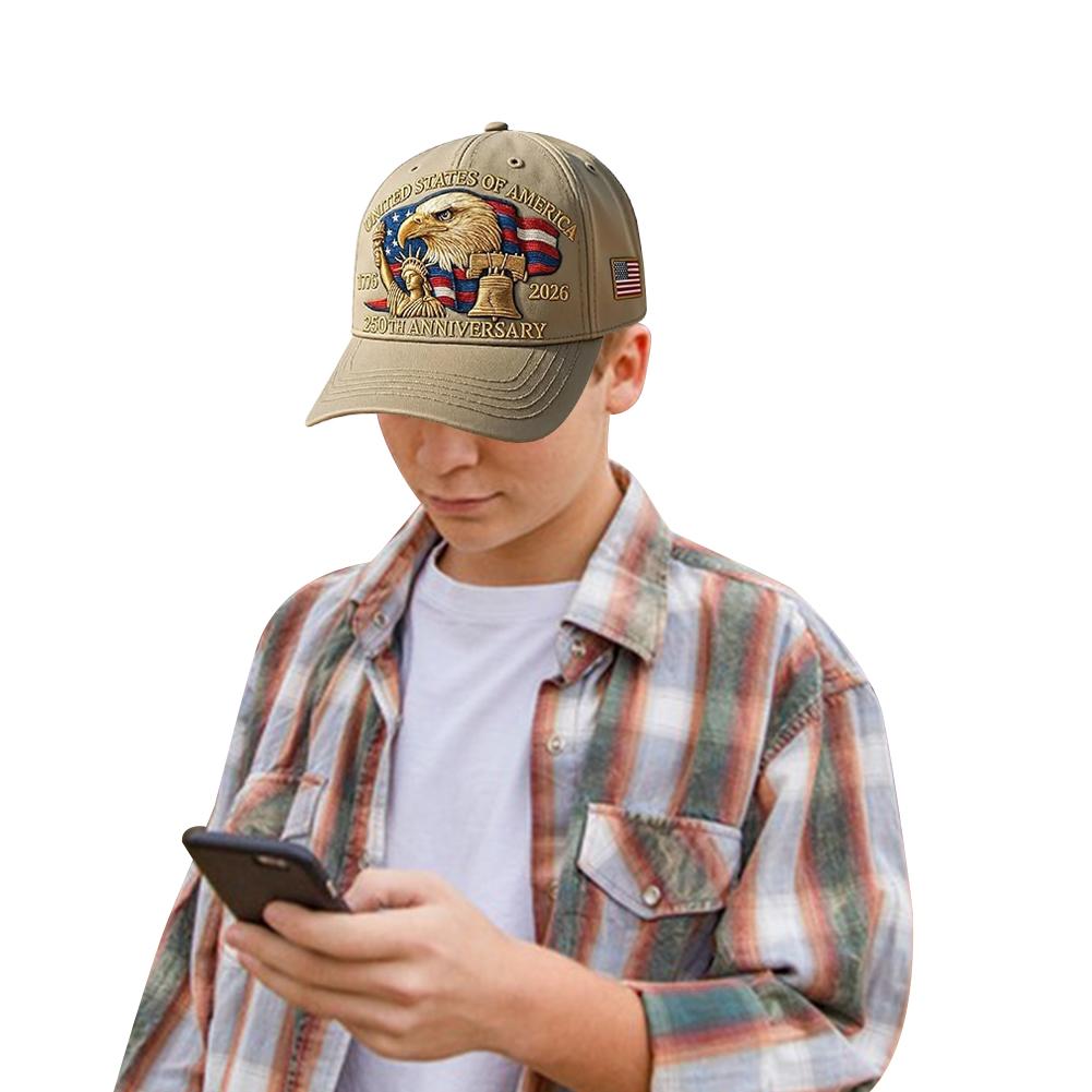 US 250th Anniversary Cap Retro Washed Patriotic Cap US 250th Anniversary Tribute Hat Patriotic Baseball Cap for Men and Women