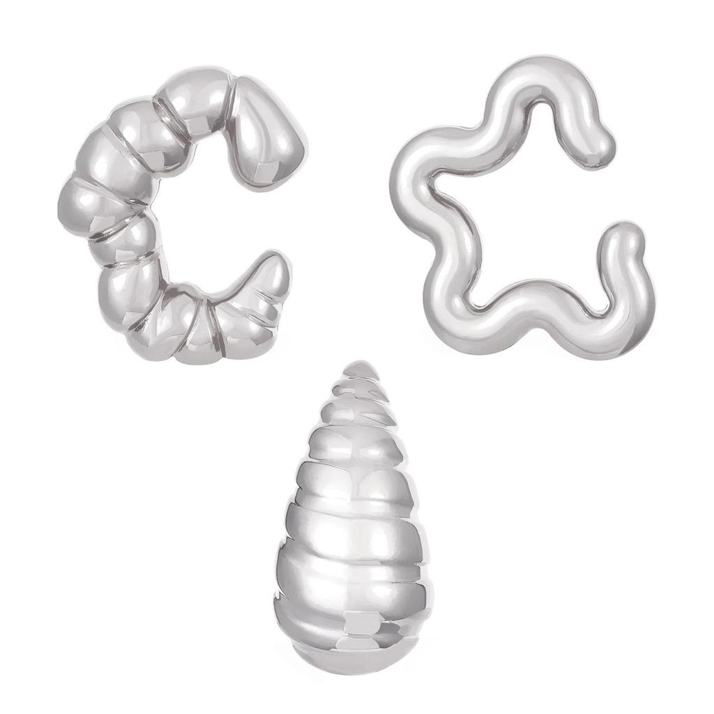 Chic European & American Oval Hollow Electroplated Ear Clip Earrings