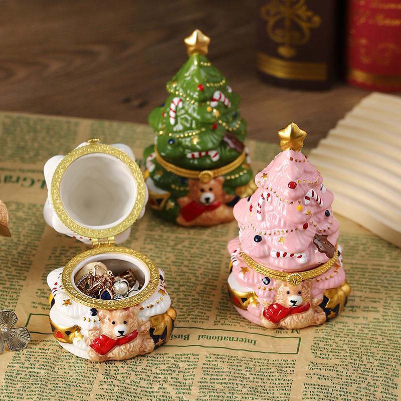 Bear Holiday Resin Christmas Tree Ornament With Creative Gift Jewelry Decor Box