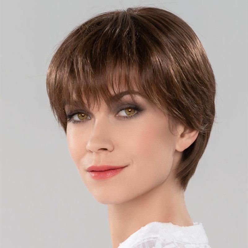 Synthetische kurze Bob-Perücke mit Pony, gerade braune Perücken für Damen, Party, Cosplay, täglicher Gebrauch, hitzebeständige Faserperücke