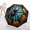 1pc Spider StainedGlass Compact Travel Umbrella, Automatic Folding Lightweight Windproof 8-Bone Reinforced Design, Portable for Backpack Dur