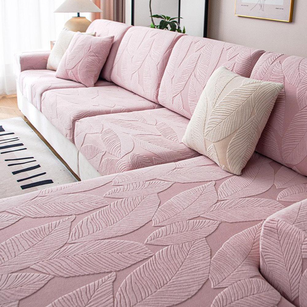 1PC Waterproof Jacquard Sofa Cover with Leaf Pattern Luxury Elastic Sofa Seat Cushion Covers Living Room Solid Sectional Covers