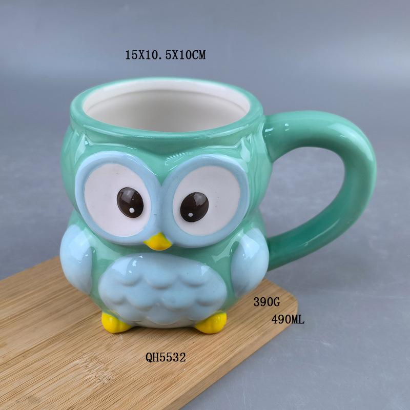 Ceramic Owl Mug Hand-painted Cup Animal Shape 3D Coffee Cup Gift Cup