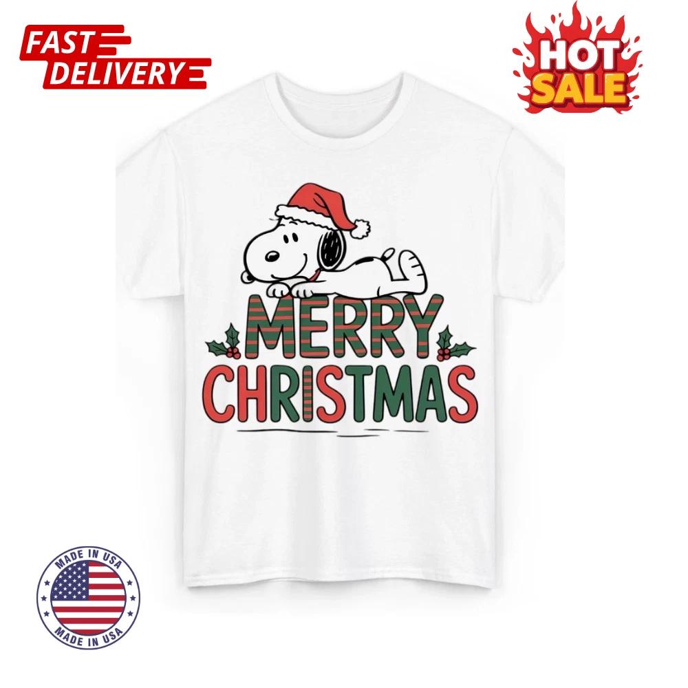 Merry Christmas Snoopy Family Holiday Graphic print T shirt Unisex Size S-5XL NEW S