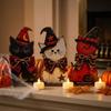 3Pcs Autumn Vintage Black Cat Tabletop Sign Retro Witch Hat Cat Table Ornament  Halloween Atmosphere