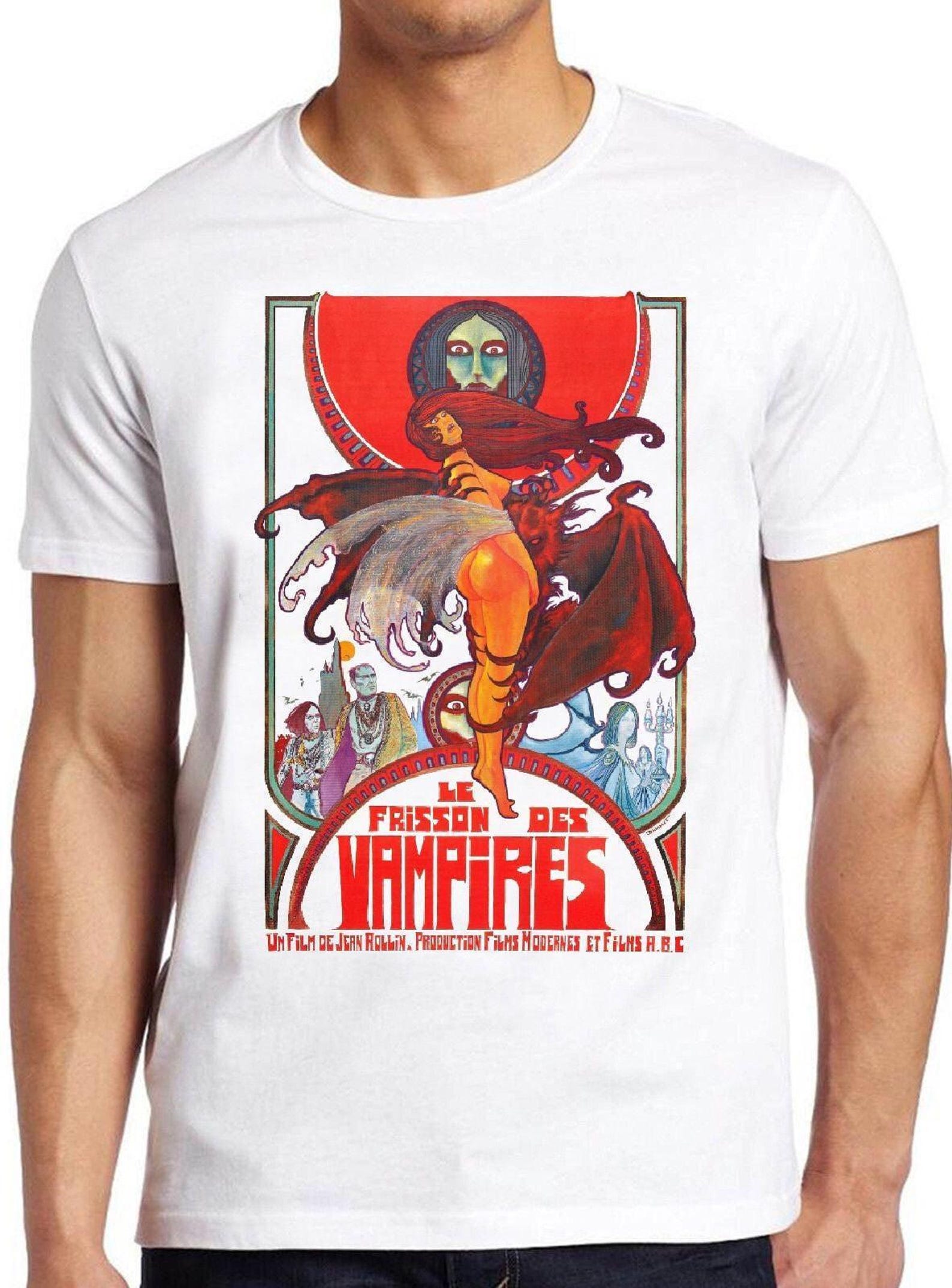 Les Frisson Des Vampires T Shirt B2564 70s French Horror Movie Poster Retro Cool Top Tee 3XL