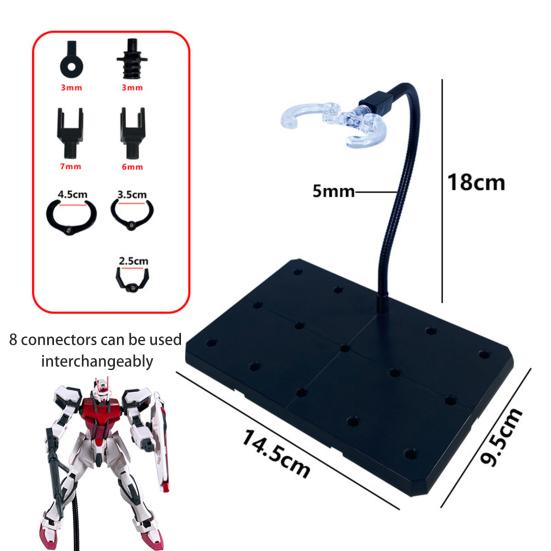 Action Figure Stand with 8 Connectors Square/Hexagonal Base Heavy Duty Plastic Adjustable Anime Figurine Model Display Holder Rack