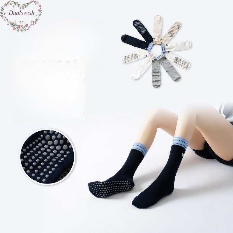 Women's Yoga Socks Moisture Wicking Sweat Wicking Anti Slip Breathable College Style Fashionable Mid Tube Yoga Dance Pilates Socks