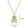Cute Bear with Zircon Necklace Stud Earrings for Women Stainless Steel Chain Fashion Bear Jewelry Set Christmas Gifts