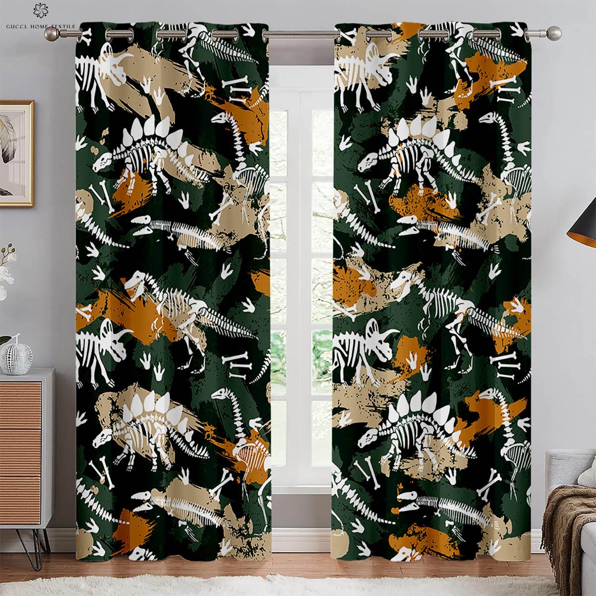 

Cute Cartoon Animal Dinosaur Print Curtains 100% Polyester Bedroom Living Room Study Kids Room Decorative Curtains 2 Pieces W50xH130(CM)x2PCS&Rod pocket