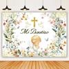 Golden Cross White Dove My First Communion Background Girl Boy Baby Christening Party Baby Shower Decoration Background Props
