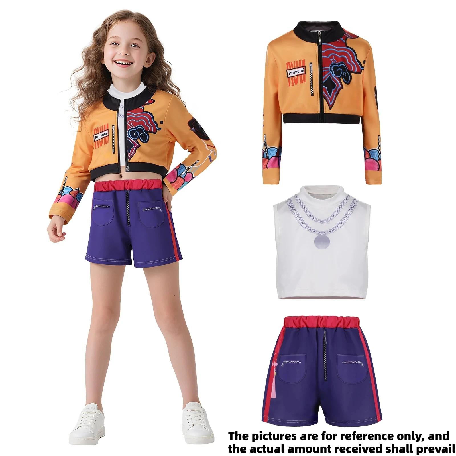 

Костюм для косплея Руми Аниме Фильм KPop Охотник на демонов Желтый жилет Униформа Охотницы 110cm&Other