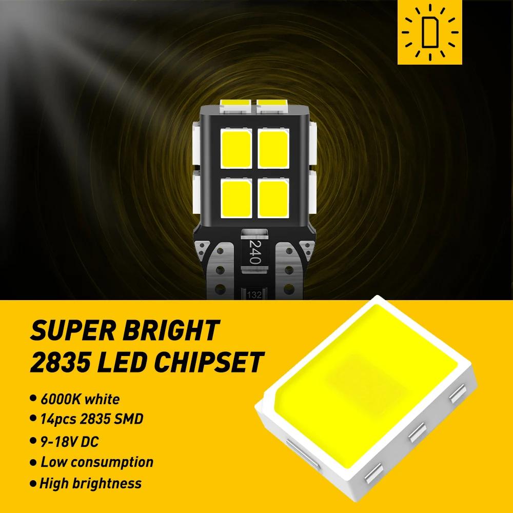 10Pcs AUXITO T10 Canbus LED Lights W5W 168 LED Bulbs No Error 2835 SMD 6000K White Car Interior Lighting Automotive Dome Lamp
