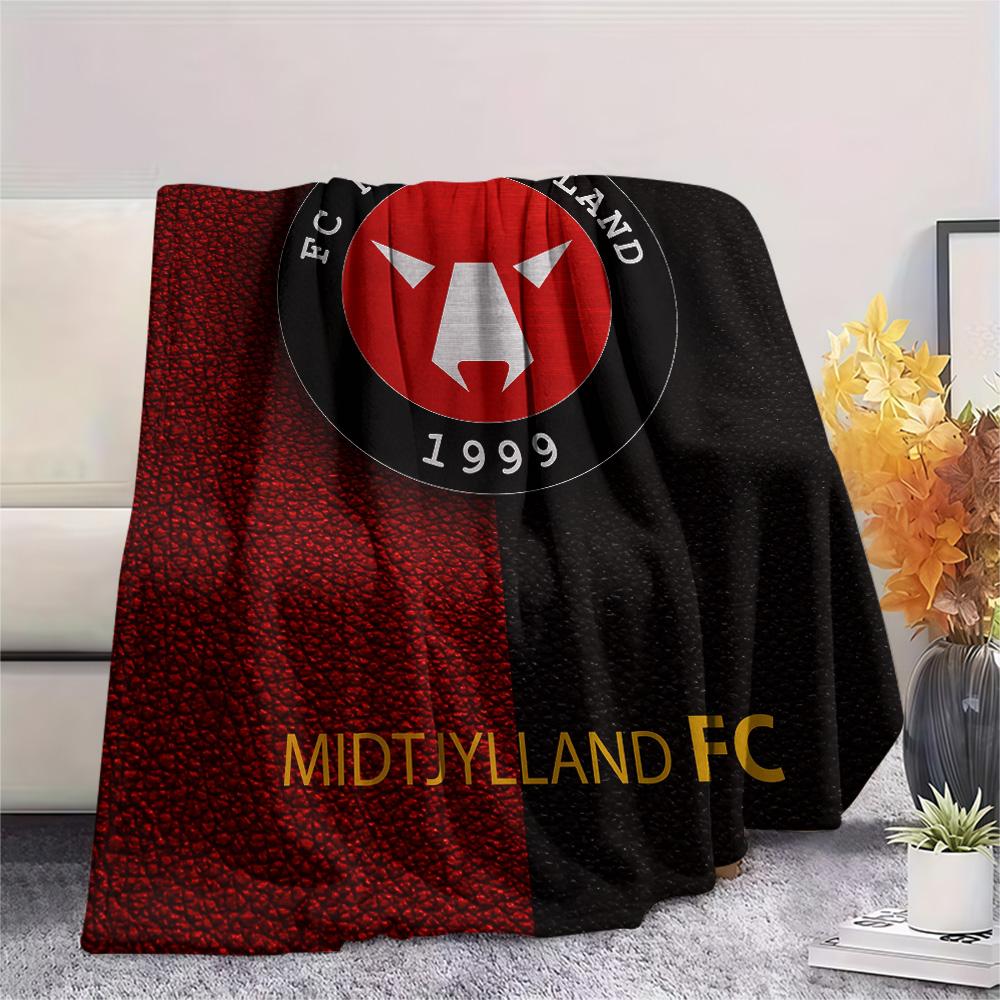 FC Midtjylland Flanelldecke mit Aufdruck, Hohe Qualität, Bequem für alle Jahreszeiten, Heimdekoration, Wärme und Komfort
