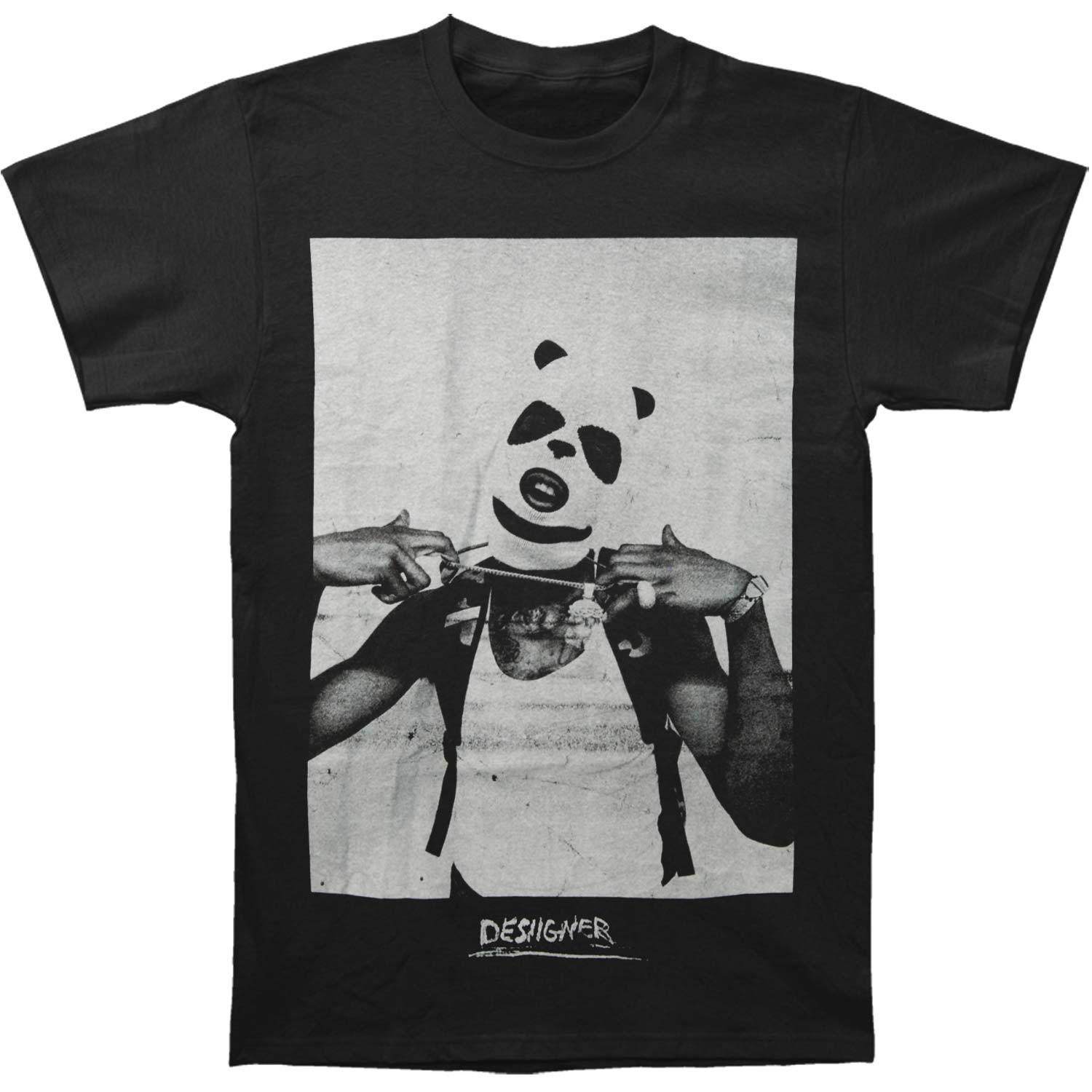 Men s Desiigner Panda Masked Photo T-shirt Small Black L