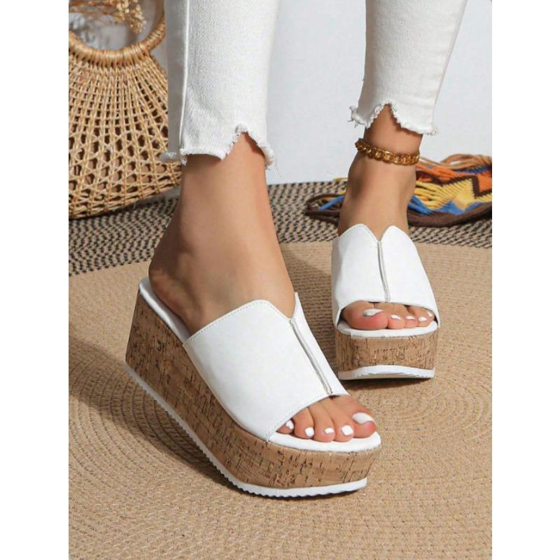 Large Size Women's Slope Heel Sandals New Thick Bottom Slope Heel Retro Women's Sandals Slippers